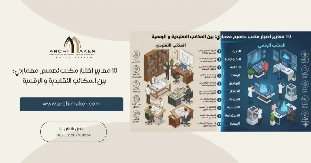 10 معايير اختيار مكتب تصميم معماري بين المكاتب التقليدية و الرقمية
